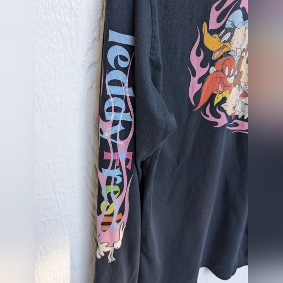 Teddy Fresh X Looney Tunes Black Long Sleeve Graphic T-Shirt Adult Size Medium - Picture 5 of 6